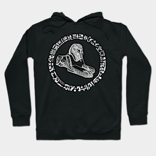 White Ancient sphinx statue with hieroglyphics Hoodie